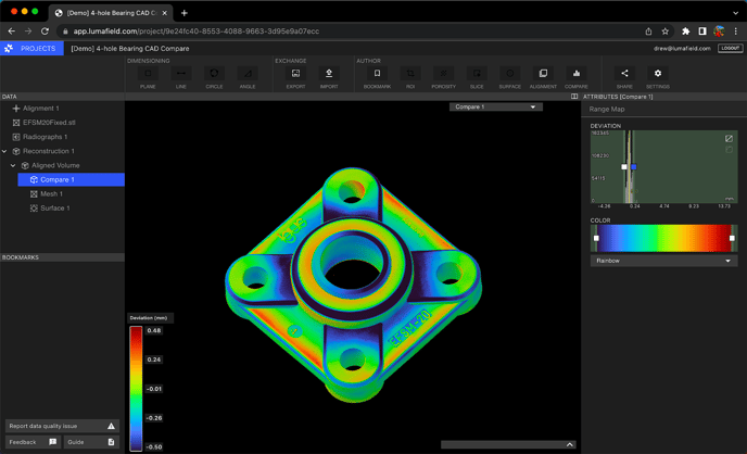 +-0.500 mm CAD compare