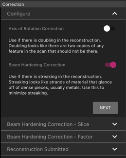 Select Beam Hardening Correction